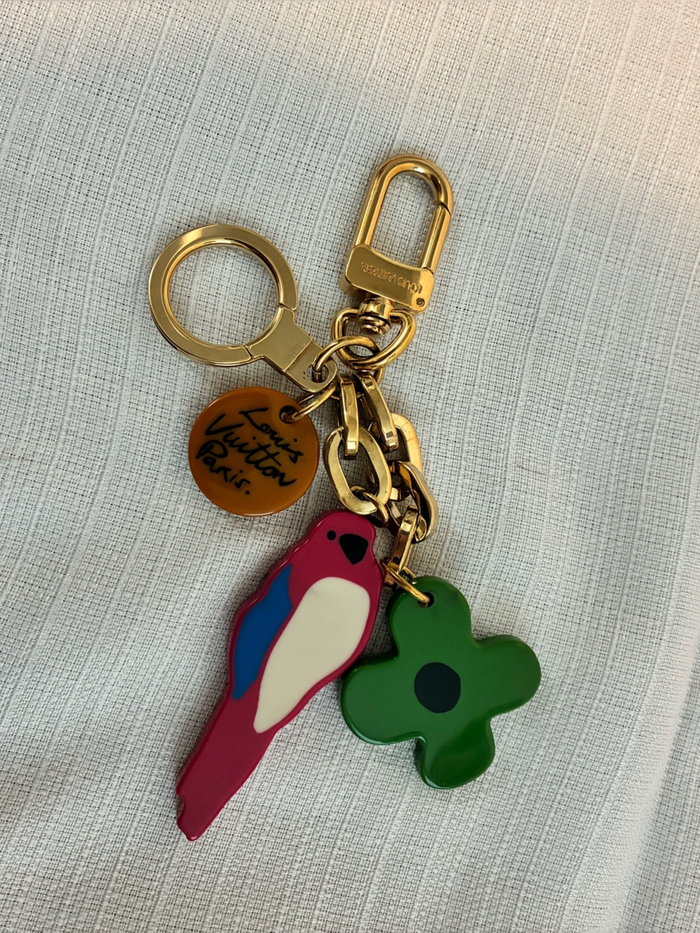 Louis Vuitton Ailleurs Jungle Key Holder and Bag Charm Gold Hardware